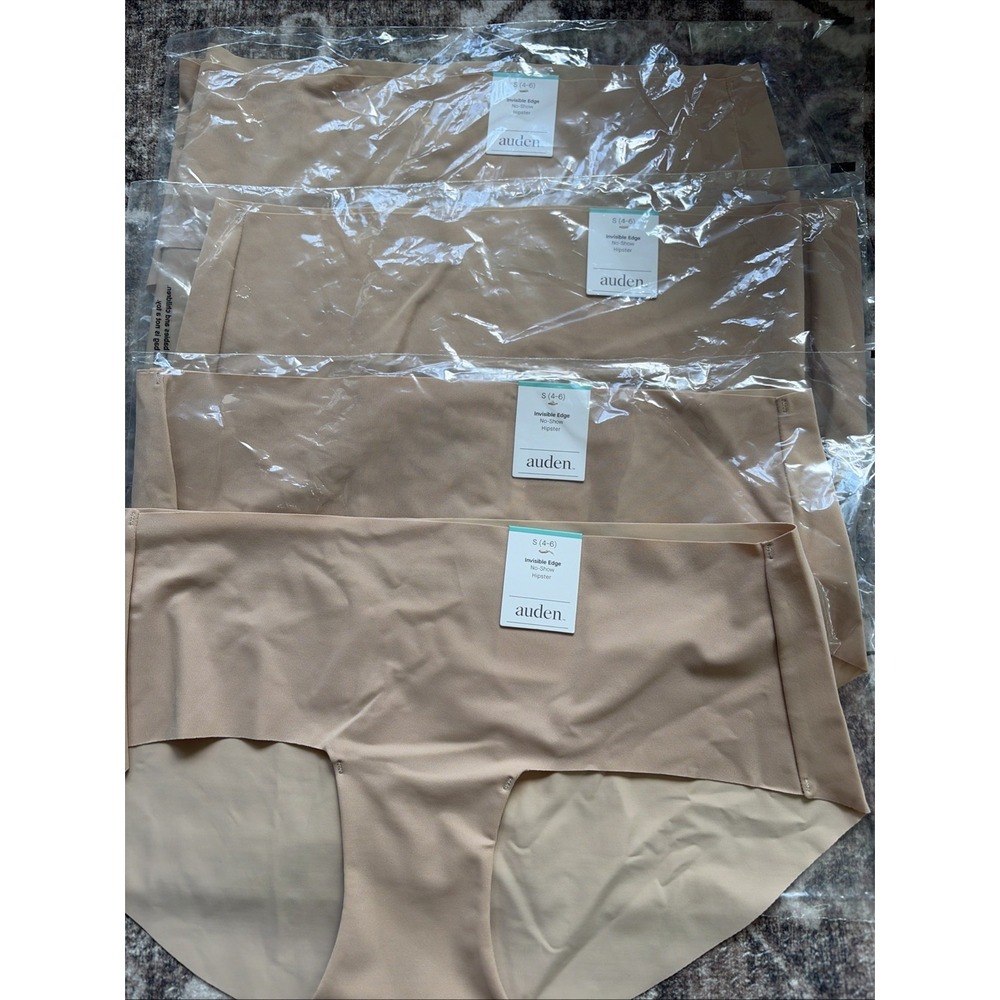 4 X Auden Size Small (4-6) Pearl Tan Invisible Edge No-Show Hipster - Picture 1 of 3
